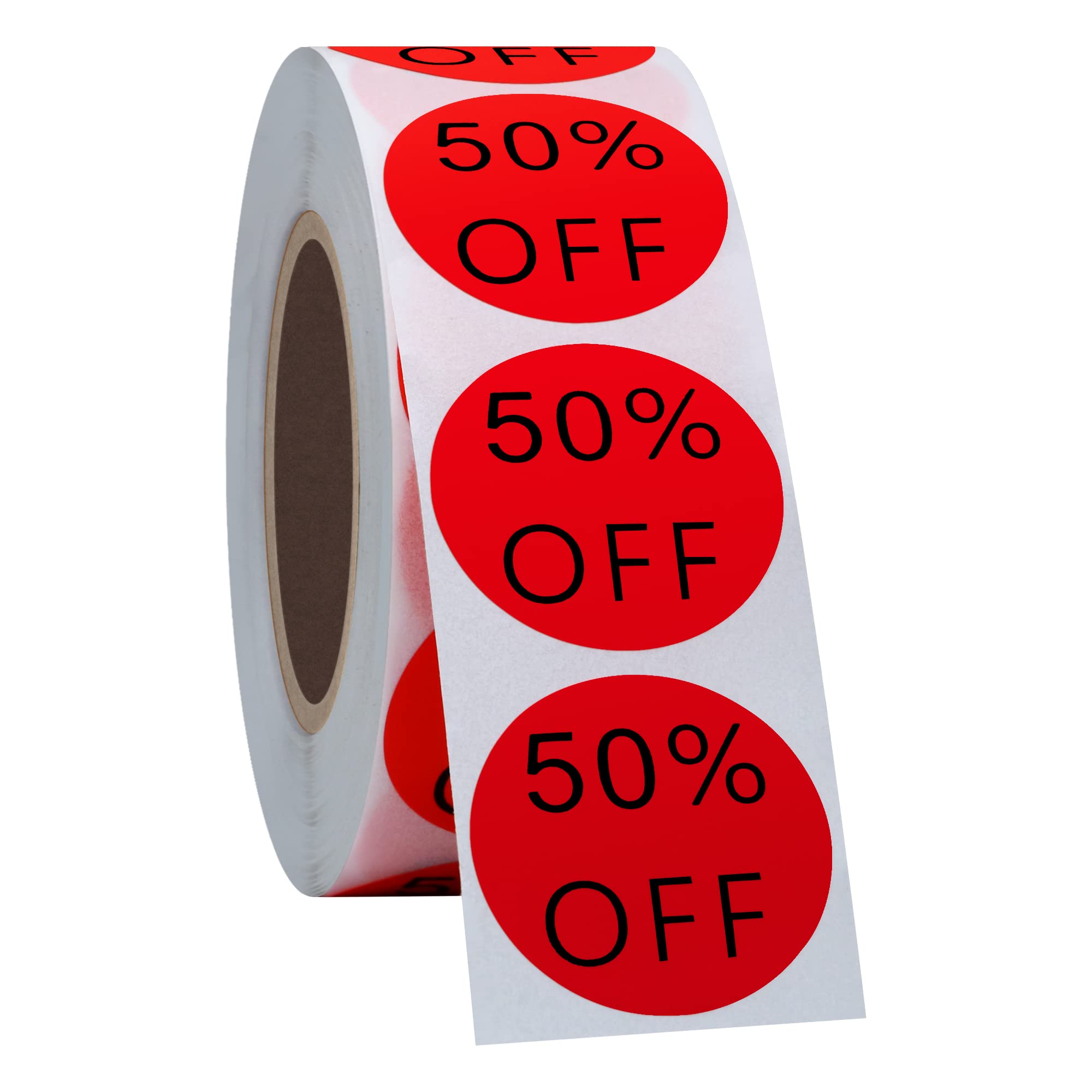 Hycodest 500 pcs Pruduct Stickers Red Round Product Labels for Retail Stores Supermarkets (50%, 1 inch) — image 1