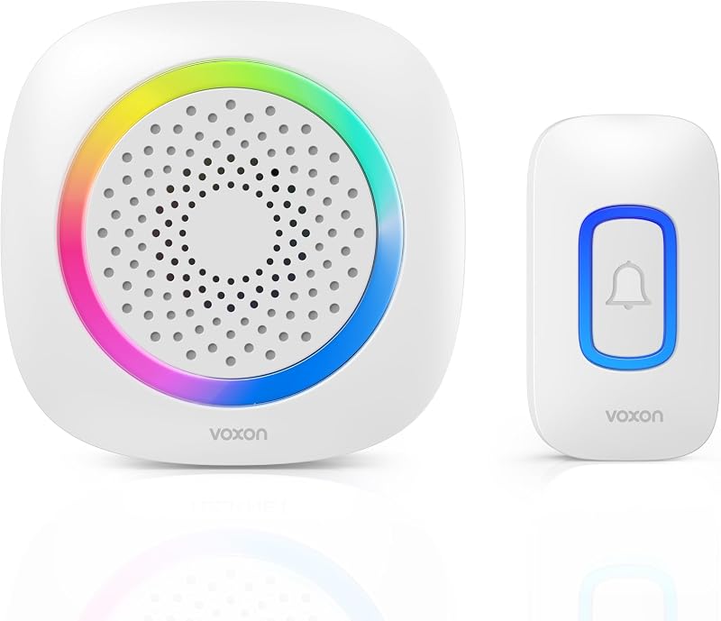 VOXON Wireless Doorbell Battery Powered RGB Light 400M 60 Melodies 110dB