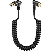 SinLoon 90 Degree USB Type C Spring Cable 5Gbps Retractable USB3.0 to USB C Charging Cable and Data Transfer for Phone, Tablet, Other USB C Devices (Down)
