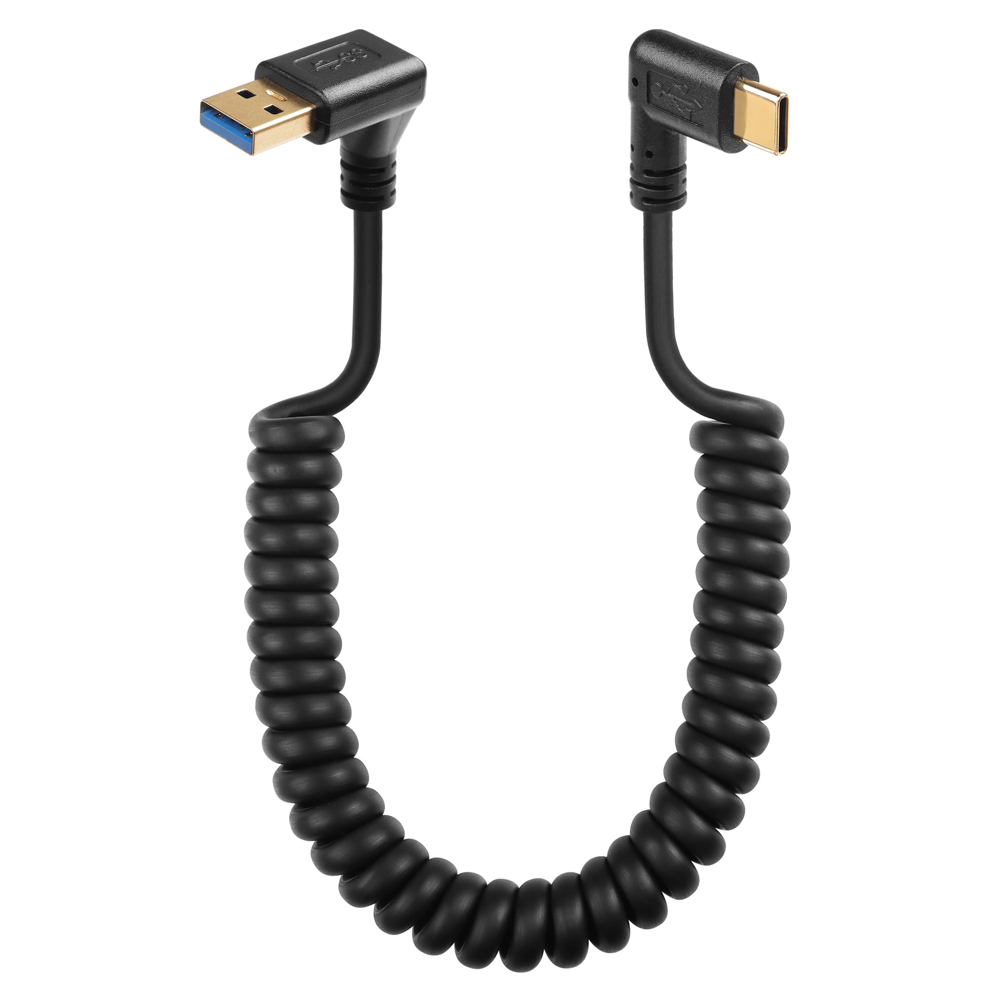 Photo 1 of SinLoon 90 Degree USB Type C Spring Cable 5Gbps Retractable USB3.0 to USB C Charging Cable and Data Transfer for Phone, Tablet, Other USB C Devices (Down)