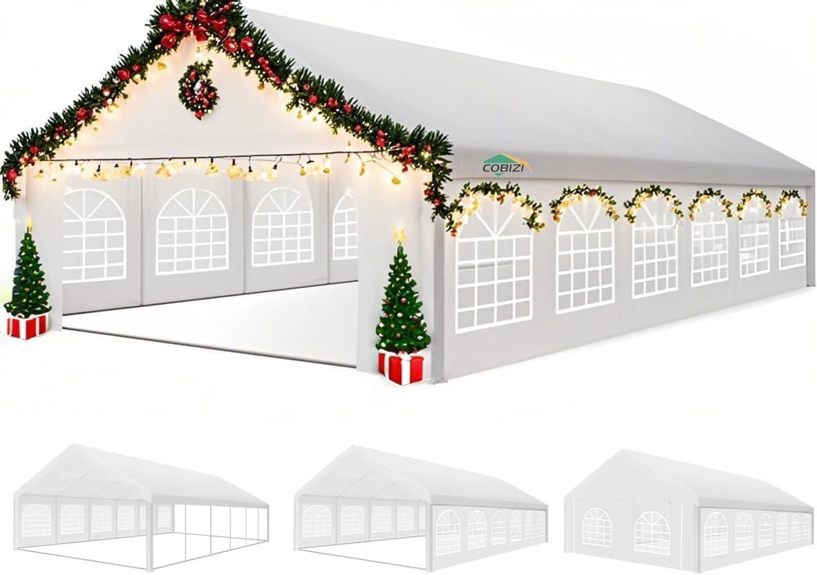 Photo 1 of *************INCOMPLETE ITEM, THIS IS ONLY 1 BOX IN A MULTI BOX SET*************
COBIZI 20x40FT Party Tent Heavy Duty Outdoor White Gazebo Event Shelter Wedding Canopy Tent for Parties Carport BBQ with Removable Sidewall Windows, Powder Coating (Better Th