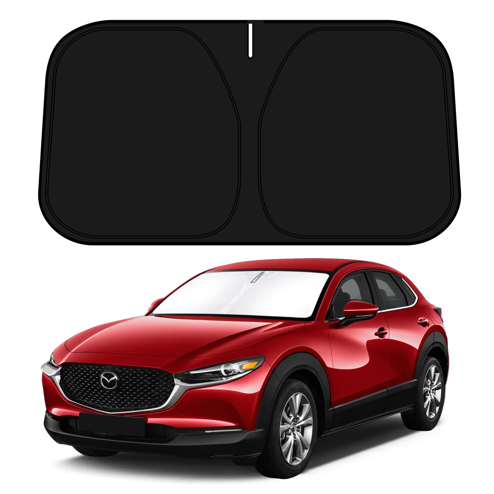 Photo 1 of D-Lumina Windshield Sun Shade for Mazda CX-30 2019-2025 CX30 Accessories, Front Window Sunshade Sun Visor Protector Block UV Rays Heat, Foldable 2 Layers 210T Material