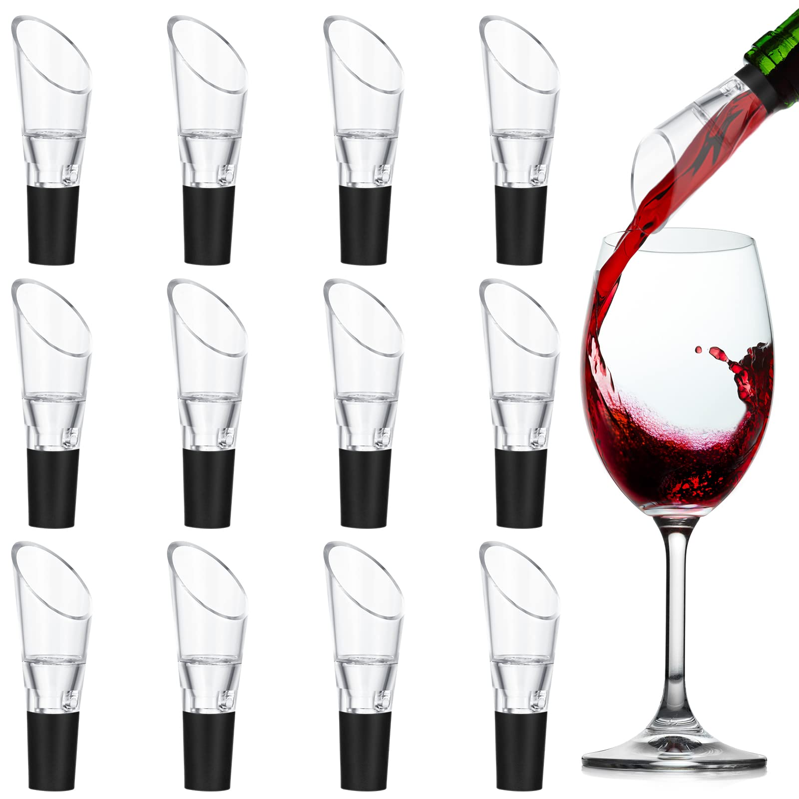 Photo 1 of 12 Pieces Wine Aerator Pourer Aerating Spout and Decanter for Wine Bottles Improved Flavor, Enhanced Bouquet, Rich Finish and Bubbles, No Drip or Spill