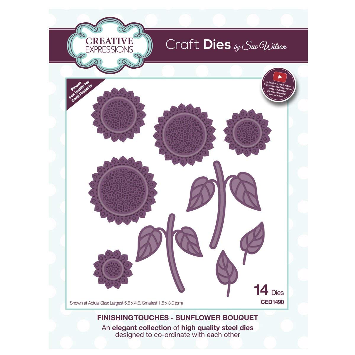 Sue Wilson Finishing Touches Collection Sunflower Bouquet Die, Metal, Silver, 23.4 x 16.6 x 0.8 cm