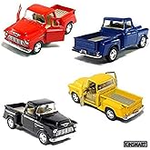 KiNSMART 1955 Chevrolet Stepside Pickup Truck 5 Inch 1:32 Scale Die Cast Metal Little Truck (-4Set)
