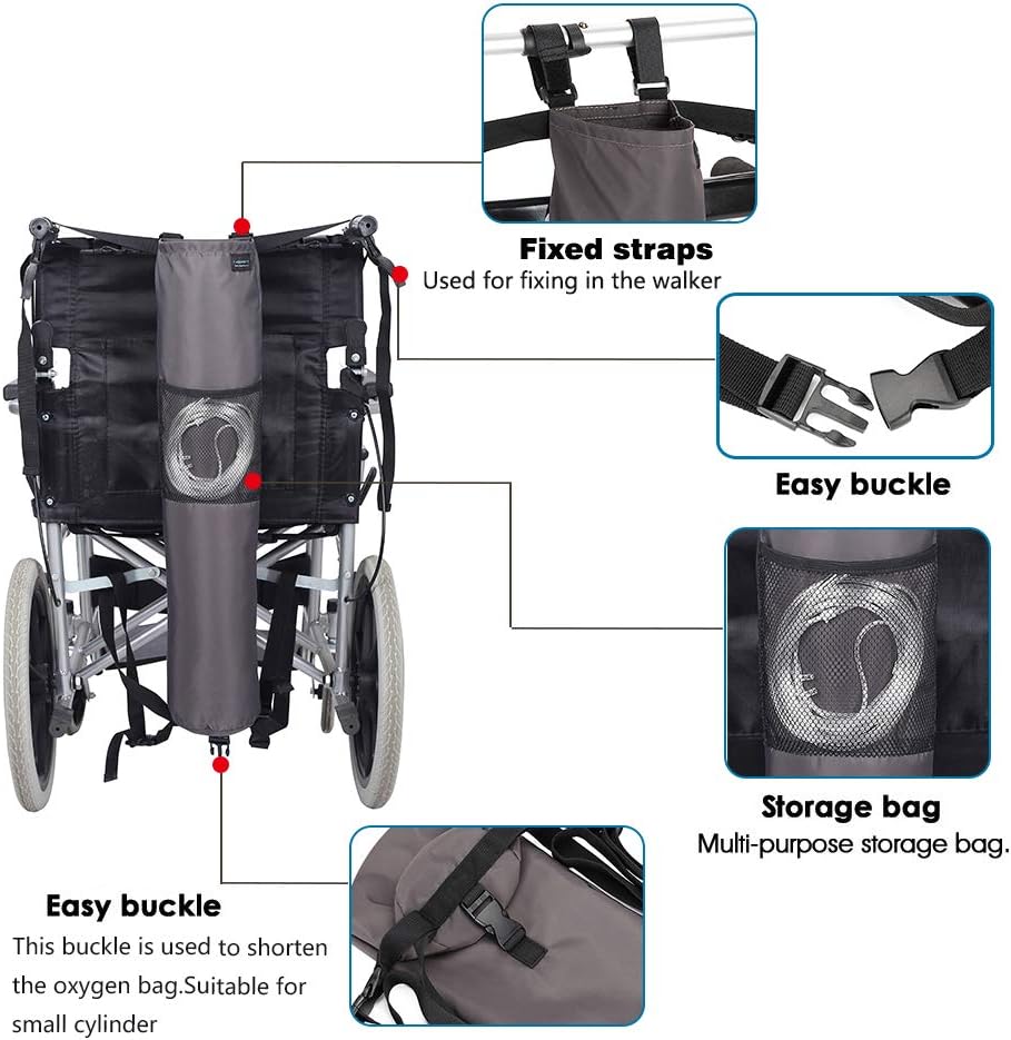 Oxygen Bag Backpack Holder Wheelchair Walker Portable Oxygen Tank Carrier"D" and"E" Cylinders Bottle for Medical, Home, Hospital (Gray): Health & Personal Care