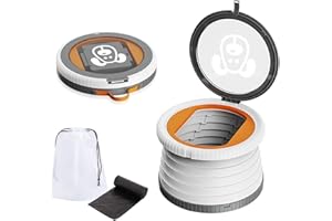 FOVERN1 Travel Potty for Toddlers, Portable and Foldable Potty Training Toilet Seat for Kids, Training Toilet Seat for Boys Girls for Camping Outdoor Indoor (gray orange)