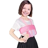 DouHeal Medical Kids Arm Sling, Breathable, Soft & Comfort, Adjustable, Toddler Children Pediatric Rotator Cuff, Elbow Support for Broken, Fractured Arm & Shoulder Injury, Immobilizer Band (Pink)