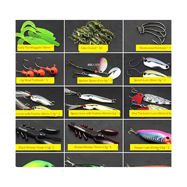Isafish-101-pcs-Fishing-Lure-Kit-Combo-Including-Fish-Hooks-HardSoft-Bait-And-Other-Saltwater-Freshwater-Lures-for-Fishing-With-Tackle-Box-White
