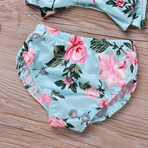 2Pcs Baby Girls Halter Bowknot Tube Top+Floral Short Bottoms Bikini Bathing Suit Swinwear (Floral, 12-18Months) - Thumbnail 6