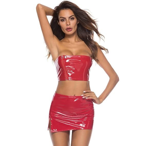 Ansenesna Reizwäsche Damen Erotik Rot Kleid Leder Korsett Babydoll Frauen Leidenschaft Versuchung Kostüme Set