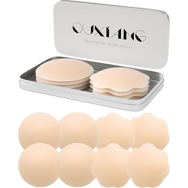 Nipple Covers KPH FASHION For Women | Silicone Pasties Sticky Adhesive Reusable & Washable Pasty | 2 Pair Invisible Round Pasties | Size - 3" Color - Cream At Women's Clothing Store Sticky Bra For Large Breasts