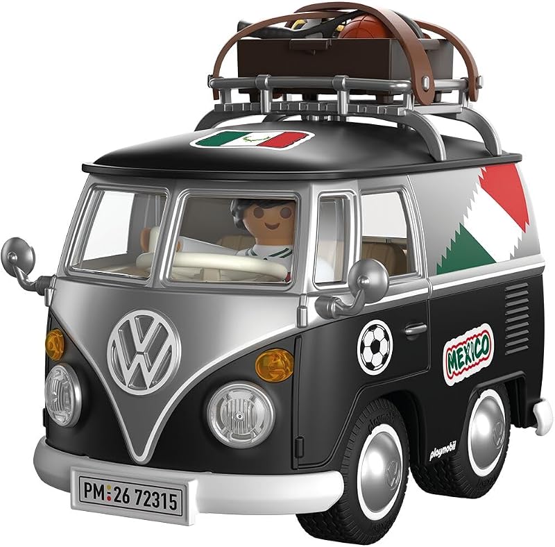 | Volkswagen | Volkswagen T1 Camper Mex Edition | Retro Camper com Equipamento Desportivo, Bagageiro e Folha de Autocolantes | para crianças a partir dos 4 anos | 72315