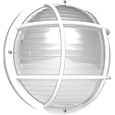 KASTLITE Round Outdoor LED Bulkhead Light Fixture, 9.5W 4000K Energy Star Lamp, 10.25" Rust Resistant Polycarbonate Nautical 