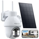 VIZIUUY 3K/5MP Solar Security Cameras Wireless Outdoor, 360&deg;Pan and Tilt | Color Night Vision, PIR+AI Motion Detection, Spotlights Alarm, IP66 Waterproof, 2 Way Audio, Wifi6, Work with Alexa/Google