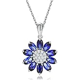 RANDES Dainty Sunflower Necklace 925 Sterling Silver White Gold Plated Leaf Clover Pendant Necklaces for Women Teen Girls Fashion Jewelry
