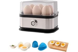 Smart Egg Cooker With Automatic Shut-Off, Stainless Steel Electric Eggs Poacher, Quick Egg Cooker, 6 Egg Capacity, for Soft, 