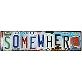 ERLOOD Somewhere Retro Vintage Metal Tin Sign Street Sign Home Bar Wall Decor Rustic Country Road Signs 16 x 4 Inches
