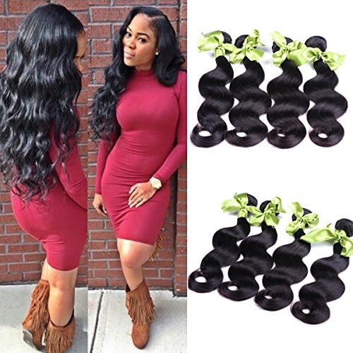 IUEENLY Hair Products Brazilian Virgin Hair Body Wave 4 Bundles Brazilian Body Wave Unprocessed Brazilian Hair Weave Bundles Natural Black With Mixed Length 22 22 24 24