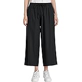 Weintee Women's Lightweight Linen Capri Pants Summer Capris Wide Leg