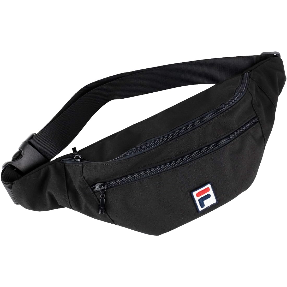 FILA BISSAU COATED CANVAS DOUBLE ZIPPER WAISTBAG, Unisex Waist bag, Black Beauty, Onesize