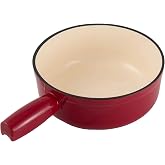Swissmar Lugano Cast Iron Cheese Fondue Pot Replacement, 2 QT / 2 L - Compatible with Swissmar Lugano Fondue Sets - Ideal for Melting Cheese, Chocolate, &amp; Caramel - Cherry Red
