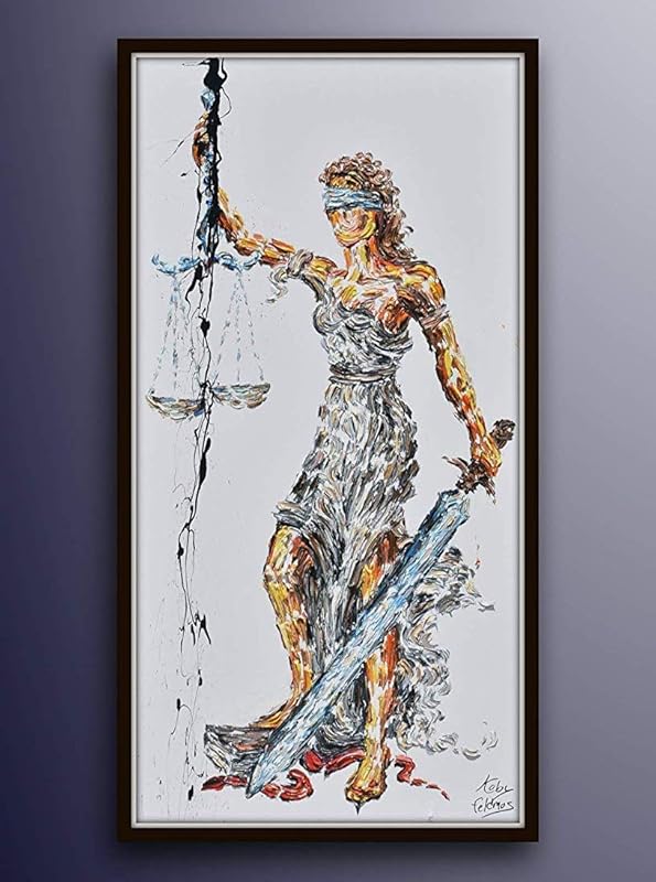 Lady Justice, AMAZING 55" original oil painting on canvas