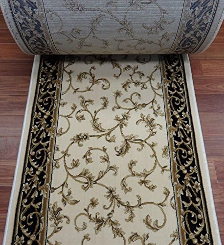 142304 - Rug Depot Central Radiance 2034WK Cream European Hall and Stair Runner - 26" Wide Hallway Rug Runner - Cream Background - CARPET RUNNER SOLD BY THE FOOT
