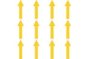 LiteMark Removable Yellow Arrow Decal Stickers - 10 inch Narrow Matte Finish for Floors, Walls & Smooth Surfaces - Pack of 12