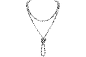 Firstmeet Fashion Beads Rope Knot Long Beaded Necklace Versatile 60" Strand Costume Jewelry for Women