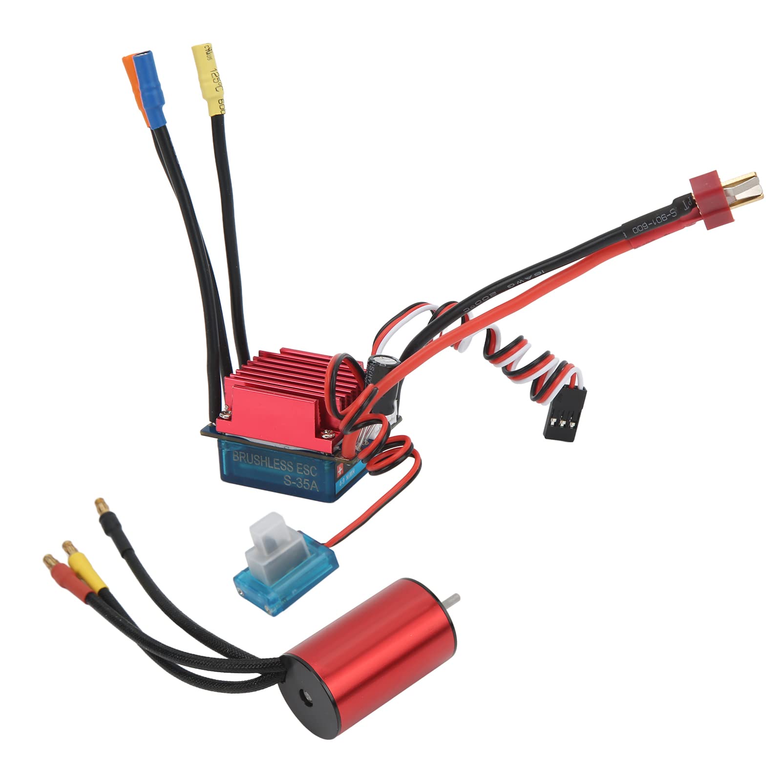 RC Car Brushless Motor and ESC, Aluminum Alloy Stable CNC Machined Multiple Protection 4600KV Brushless Motor and S35A ESC Strong Torque for RC Car