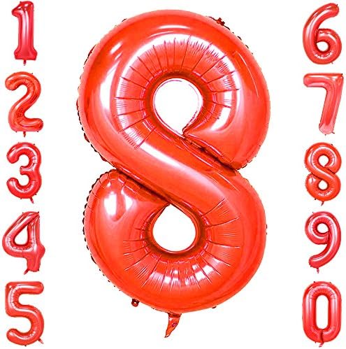 1973 OI 40 Inch Red Large Number Balloons Mylar Foil Big Number 8 Giant Helium Balloon Birthday Party Decoration