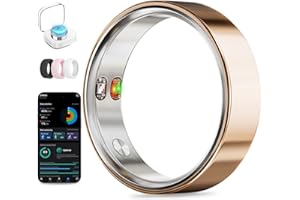 UNIJETHRO Smart Ring with Vibration Alerts, health tracker ring with Body Temperature Monitor, Heart Rate, Sleep & Fitness Tracking, Waterproof Activity Ring for Men & Women, No App Fees (Rose Gold, 8#)