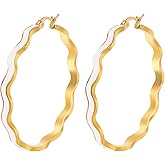 TaYolnFaSo Enamel Hoop Earrings for Women 18K Real Gold Plated Hypoallergenic C-Shaped Earring Colorful Enamel Jewelry Valentine's Day Gift for Wife Girlfriend