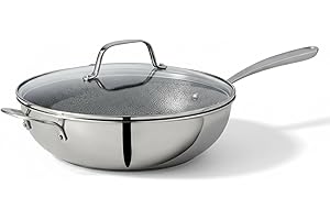 Lagostina Resistere Stainless Steel Wok, 30cm / 5.1L, Lago-Mesh Technology, Thick-Clad Body, Scratch Resistant, Induction Saf