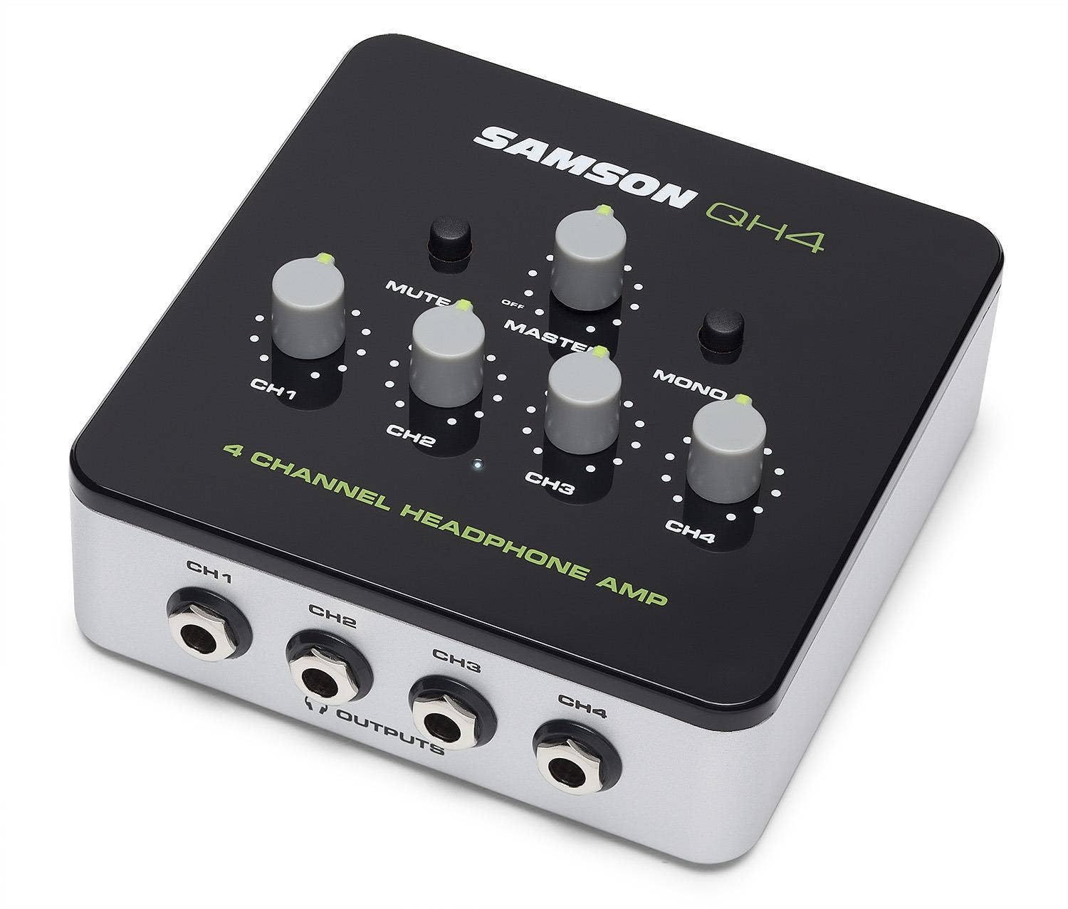 Flight Ukuleles SAQH4 Samson - Mini Headphone Amplifier with 4 channels, black,, Black/Silver