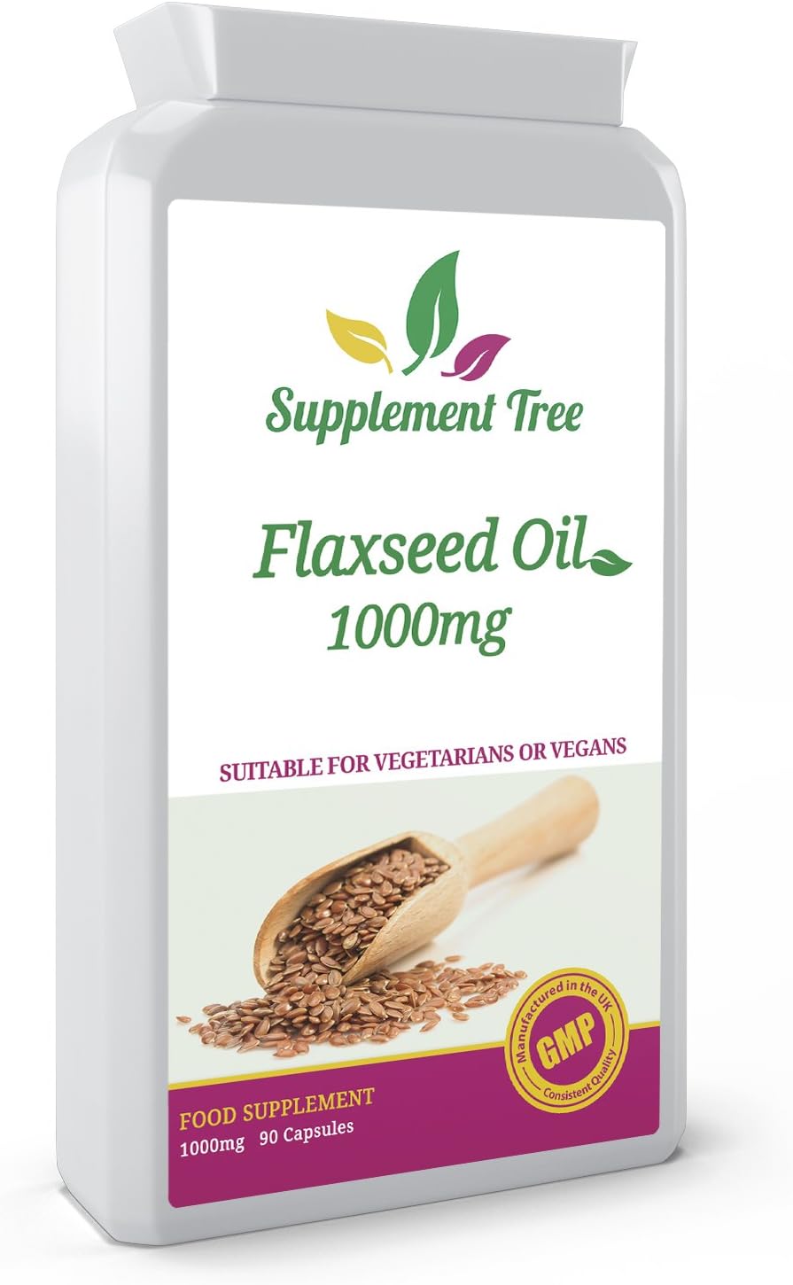 Flaxseed Oil 1000 90 Vegan Soft Gel Capsules Cold Pressed Flax Seed