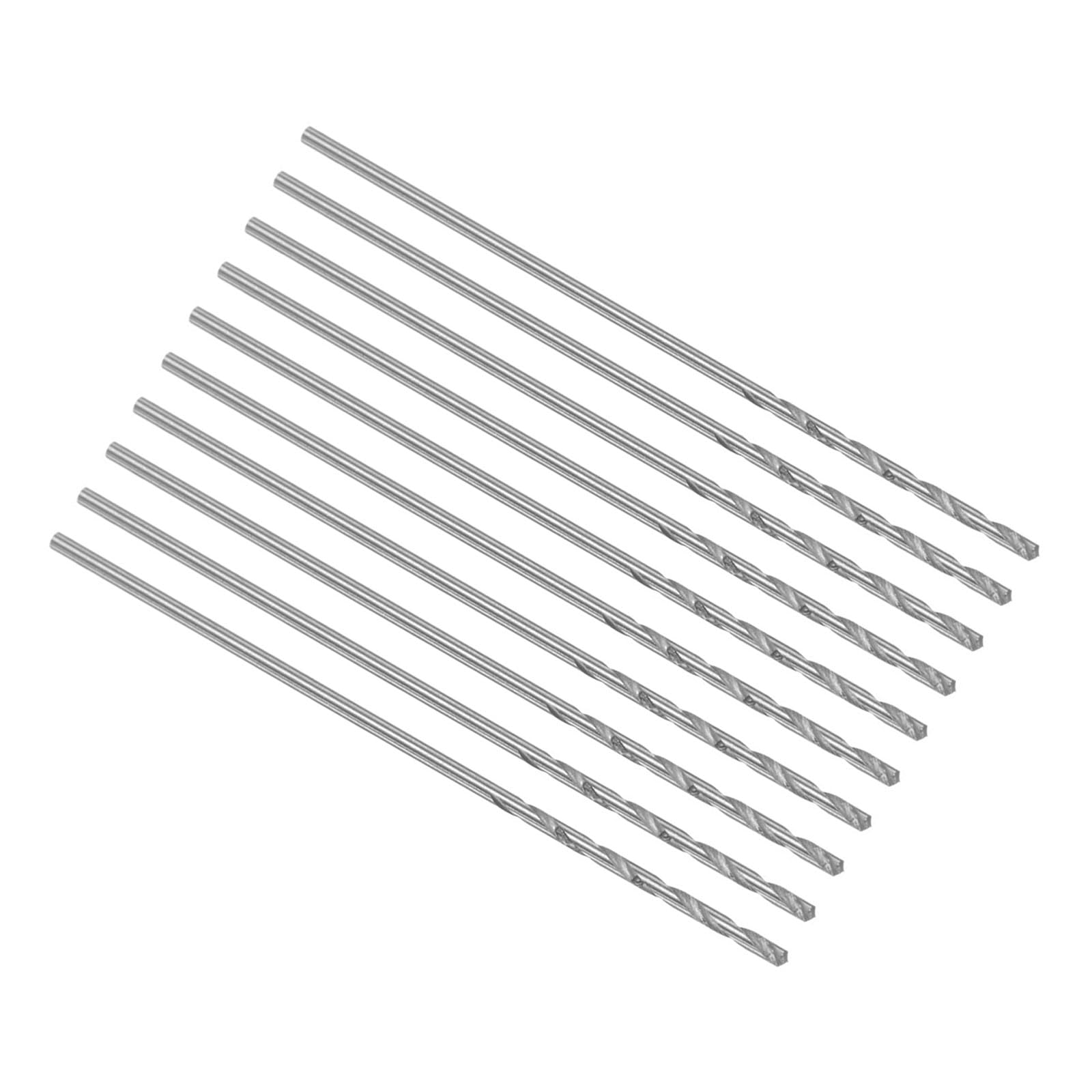 CoCud Twist Drill Bits, 0.03" Dia 1.4" Length, Silver Tone High Speed Steel Straight Shank Drilling Bit - (Applications: for Steel Drilling), 10 Pieces