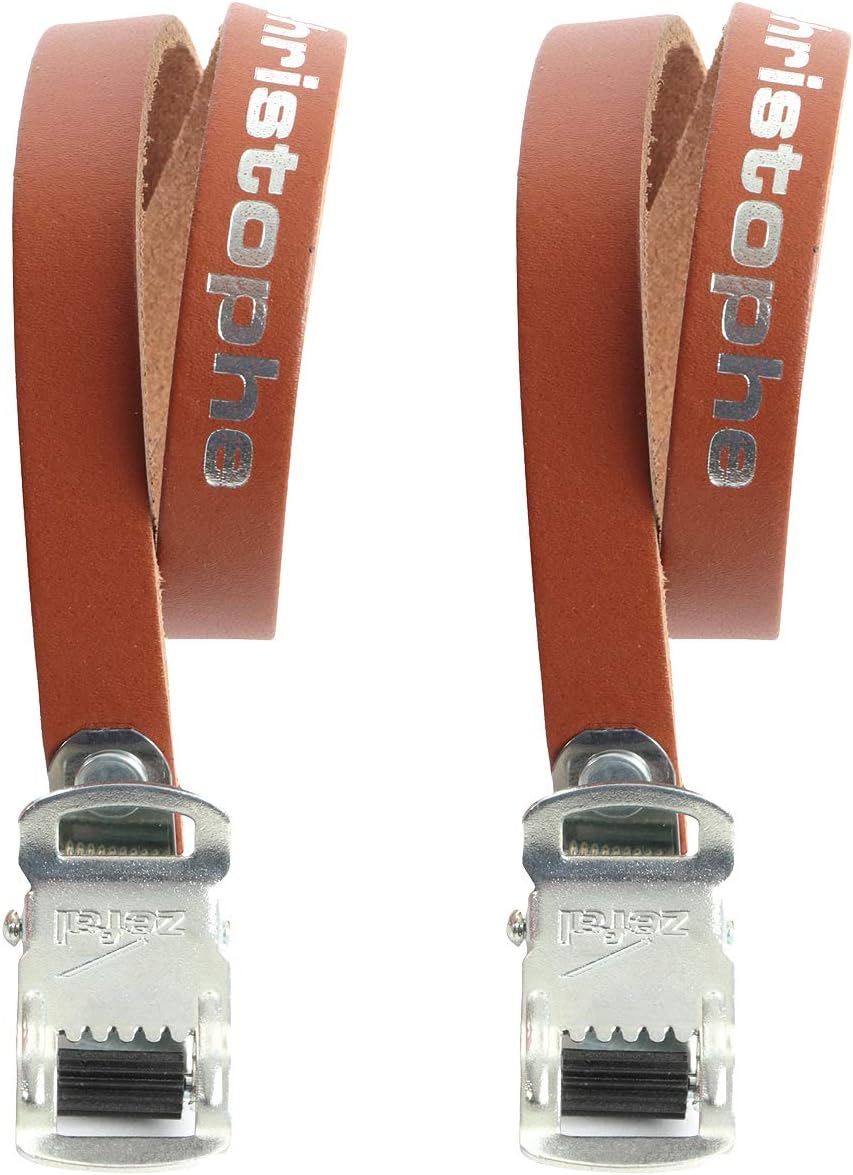 Zefal Unisex's Christophe Leather Toe Straps, Dark Brown, X-Large, XL