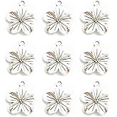 50pcs Antique Silver Plated Flower Charms Pendants for DIY Bracelets Necklace, Jewelry Findings Making Accessaries(Z24)