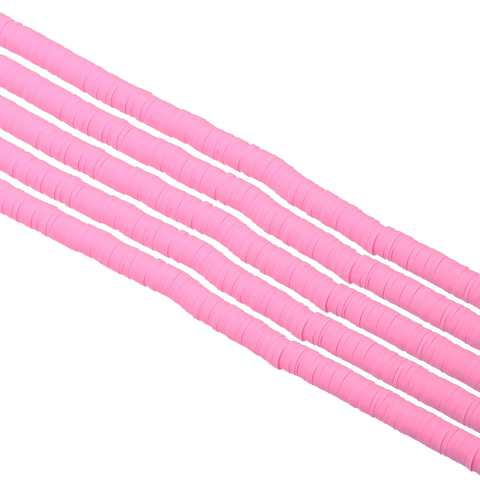 PATIKIL 6mm Polymer Clay Beads Spacer, 1750Pcs 5 Strands Round Flat Handmade Bead Spacer for Craft Home Decor Chain Bracelets Jewelry Making, Light Pink