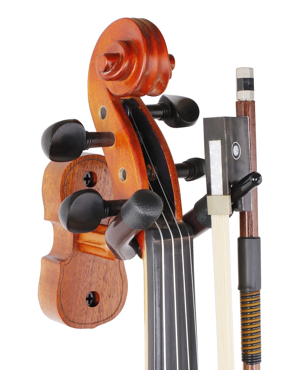 Mahogany Wood Violin Hanger Hook - Wall Mount Violin Holder Stand for Home Studio