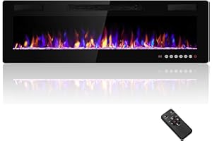 Havato 60" Electric Fireplace Recessed and Wall Mounted, 750/1500W Ultra-Thin Electric Fireplace Heater with Remote & Touch Control, Linear Fireplace with Adjustable Flame Color and Brightness