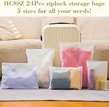 HCSSZ 24 Pcs Reusable Ziplock Bags 5 Sizes Travel Clothes Storage Waterproof view 5