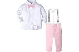 A&J DESIGN Toddler Suit Boys Baby Wedding Dress Clothes Kids Formal Outfit Set with Suspender