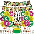 Chavo del ocho Birthday Party Decorations,Cartoon Party Supply Set for Kids with Happy Birthday Banner, 24 Cupcake Toppers,18 Balloons for Party Decorations