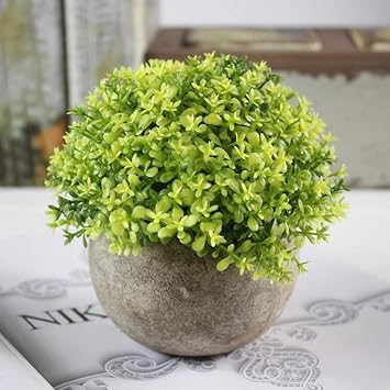 Buy Fancyoutlets Mini Bonsai Artificial Plants Grass Potted Faux Fake Plant Topiary Shrubs Ornaments In Gray Pot For Bathroom Home House Decorations Yellow Online At Low Prices In India Amazon In