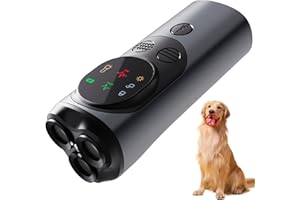 Tuqila 2025 Ultrasonic Dog Bark Deterrent Devices with 3 Emitters & SOS Flashlight, Humane Anti-Bark Trainer, 50FT Range, 90-Day Battery, Multi-Mode Rechargeable Dog Deterrent for Indoor & Outdoor Use