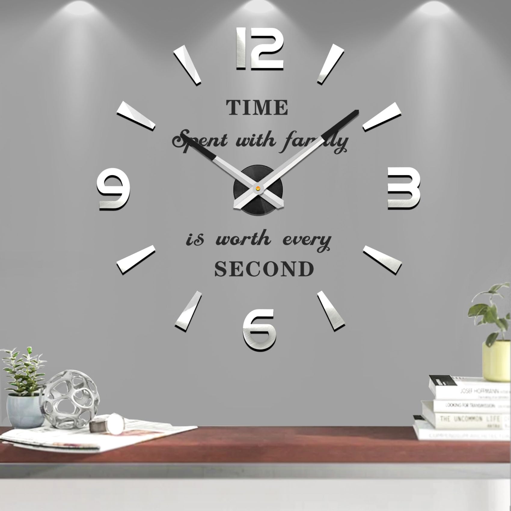 VANGOLD Modern Mute DIY Frameless Large Wall Clock 3D Mirror Sticker Metal Big Watches Home Office Decorations