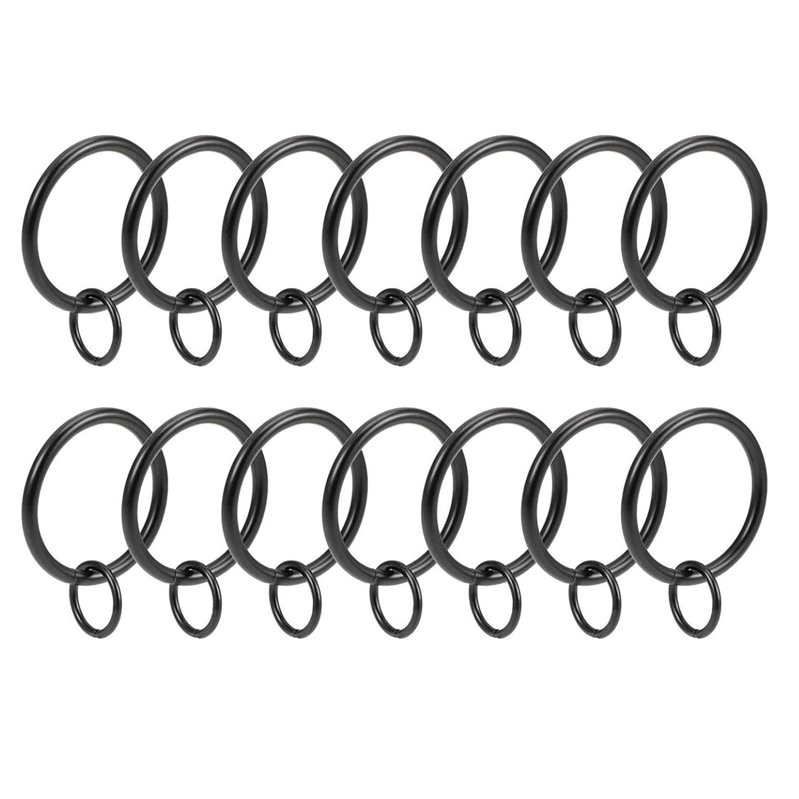 TA-VIGOR 28Pcs Curtain Rings, 32mm Inner Dia Metal Drapery Ring, Decorative Hanger Ring for Drapery, Windows, Bathroom, Home Kitchen, Black